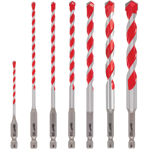Large Shockwave Hammer Drill Bit Kit, 7 Pieces, Carbide Southpoint Industrial Supply
