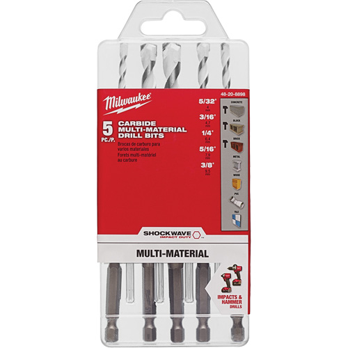 Shockwave Multi-Material Drill Bit Set, 5 Pieces, Carbide Southpoint Industrial Supply