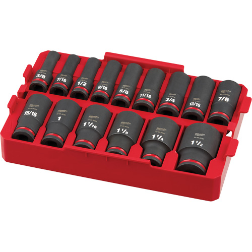Shockwave Impact Duty Packout SAE Socket Set, 15 Pcs, Impact, 1/2" Drive Size, Deep Southpoint Industrial Supply