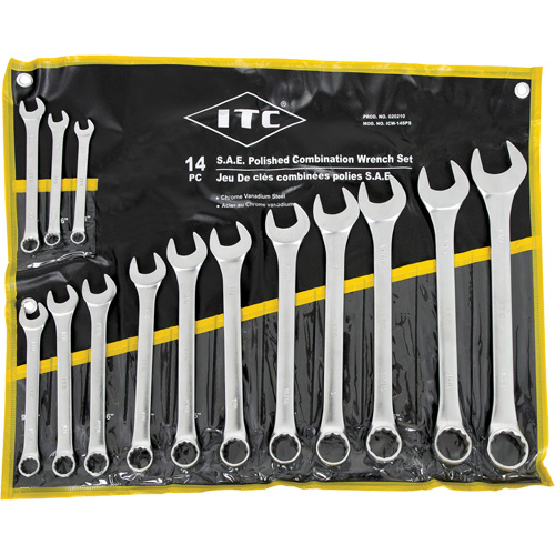 ICW-14PS Polished Wrench Set, Combination, 14 Pieces, Imperial Southpoint Industrial Supply