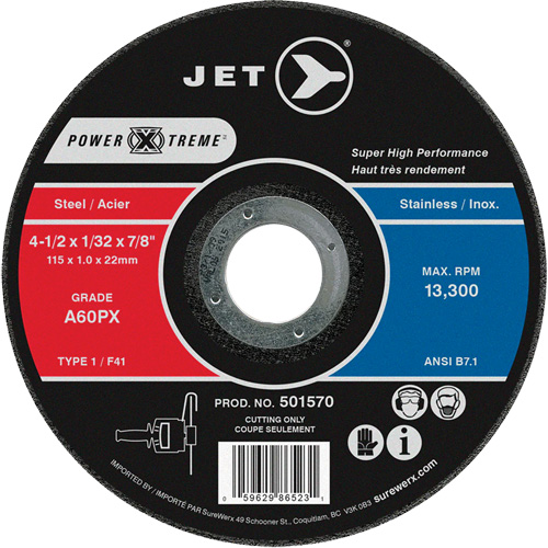 A60PX Power-Xtreme Cut-Off Wheel, 4-1/2" x 1/32", 7/8" Arbor, Type 1, 13300 RPM Southpoint Industrial Supply
