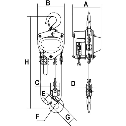 KCH Series Chain Hoists, 20' Lift, 2200 lbs. (1 tons) Capacity, Alloy Steel Chain Southpoint Industrial Supply