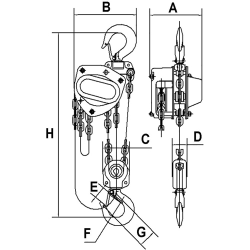 KCH Series Chain Hoists, 20' Lift, 6600 lbs. (3 tons) Capacity, Alloy Steel Chain Southpoint Industrial Supply