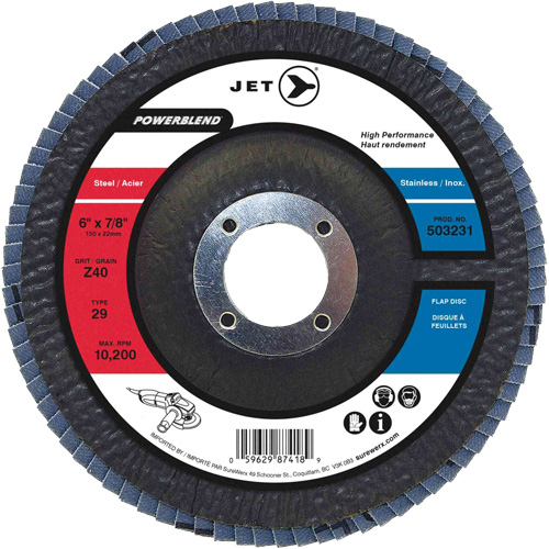 Disques &agrave; lamelles pour l'acier/acier inoxydable, 6" x 7/8", Type 29, Grain Z40, Zirconium Southpoint Industrial Supply
