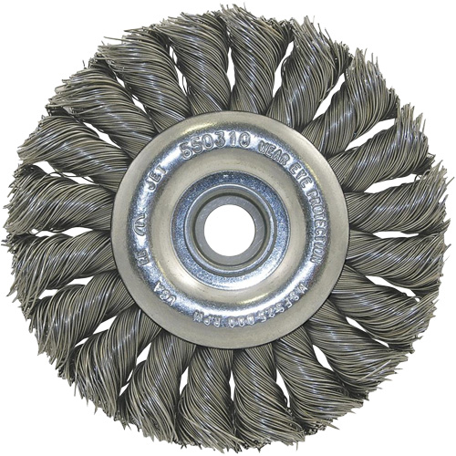 Meule &agrave; fils nou&eacute;s torsad&eacute;s, Dia. 8", Fils 0,020", Arbre 1/2", Acier Southpoint Industrial Supply