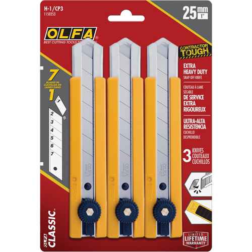 H-1 Classic Extra Heavy-Duty Utility Knife with Rubber Grip Inset, 25 mm Southpoint Industrial Supply