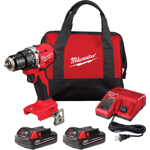 M18 Compact Brushless Hammer Drill/Driver Kit, Lithium-Ion, 18 V, 1/2" Chuck, 550 in-lbs Torque Southpoint Industrial Supply