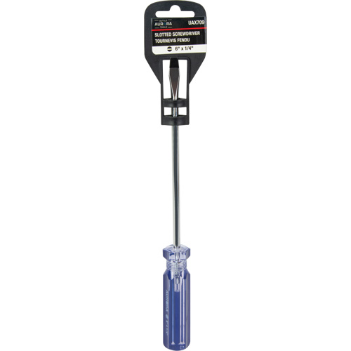 Blue Transparent Striped Slotted Screwdriver, 1/4" Tip, Round, Plastic Handle Southpoint Industrial Supply