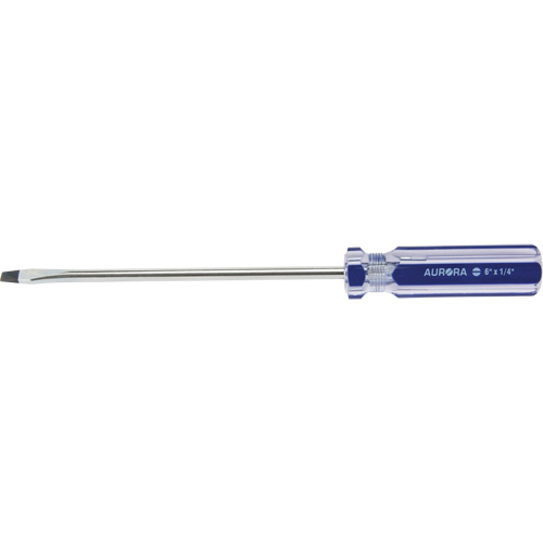 Blue Transparent Striped Slotted Screwdriver, 1/4" Tip, Round, Plastic Handle Southpoint Industrial Supply