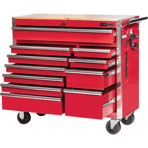 PRC4211 Pro Series Roller Cabinet, 11 Drawers, 42" W x 18" D x Red Southpoint Industrial Supply