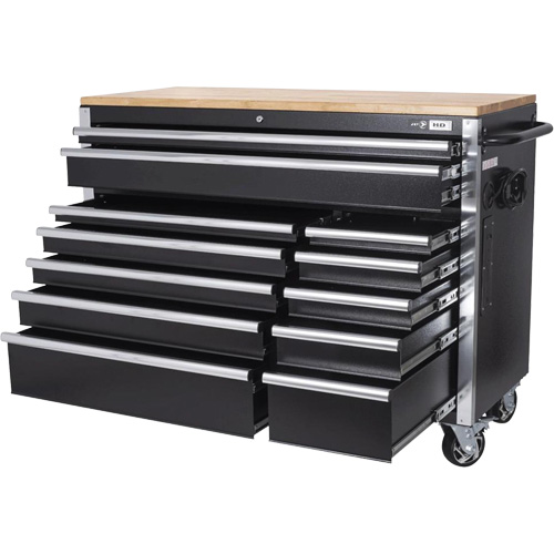 HDRC5212 HD Series Roller Cabinet, 12 Drawers, 51-1/4" W x 21" D x 40-3/10" H, Black Southpoint Industrial Supply