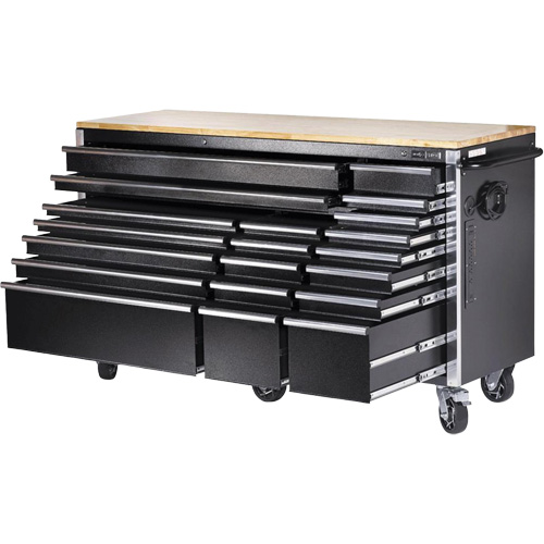 HDRC7220 HD Series Roller Cabinet, 20 Drawers, 72" W x 24" D x 42-3/10" H, Black Southpoint Industrial Supply