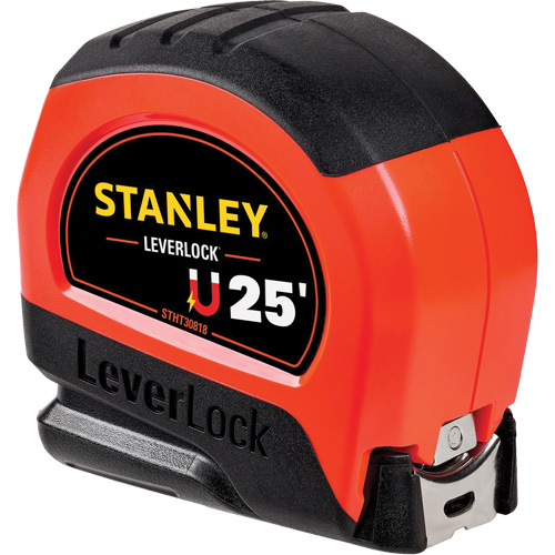High-Visibility Magnetic LEVERLOCK&reg; Tape Measure, 25', Imperial Graduations Southpoint Industrial Supply