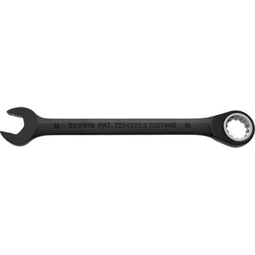 Metric Spline Combination Reversible Ratcheting Wrench, Black/Chrome Finish Southpoint Industrial Supply