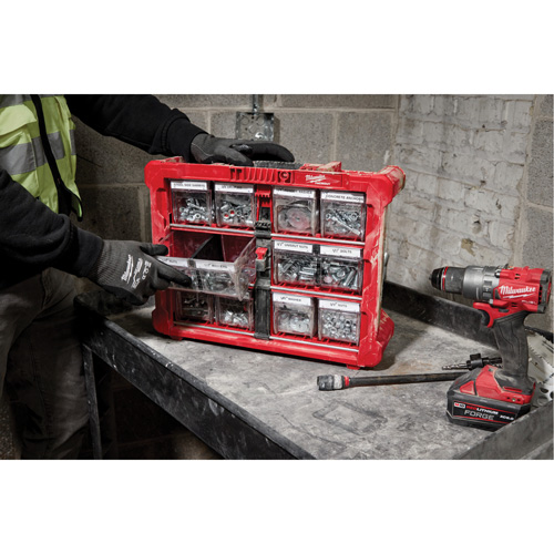 PACKOUT Tilt Bin Organizer, 15-1/5" x 19-7/10" x 6-7/10", Black/Red Southpoint Industrial Supply