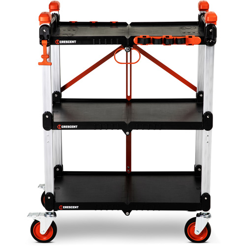 Chariot de chantier pliable &agrave; 3 &eacute;tag&egrave;res SITERUNNER, 30-3/5" lo x 20" la x 42-1/2" h, Noir Southpoint Industrial Supply