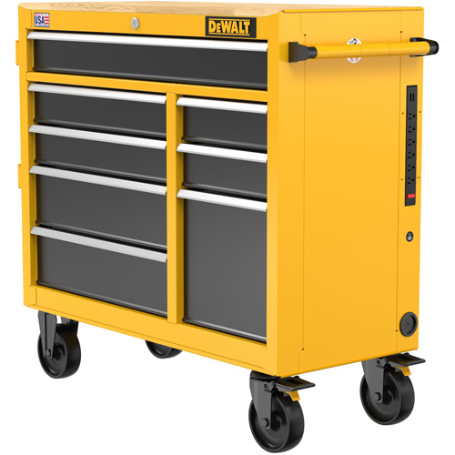 Postes de travail industriel mobile, 8 tiroirs, 40" la x Jaune Southpoint Industrial Supply