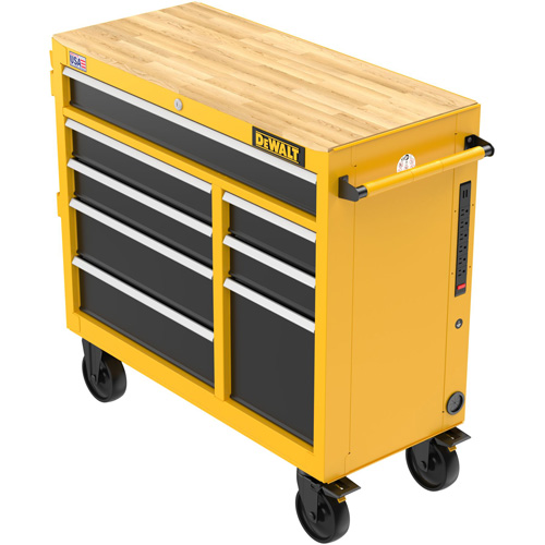 Postes de travail industriel mobile, 8 tiroirs, 40" la x Jaune Southpoint Industrial Supply