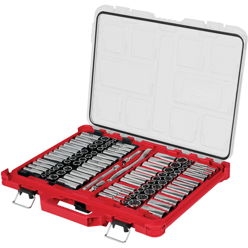 Metric/SAE Ratchet & Socket Set with PACKOUT Low-Profile Organizer, 98 Pcs, 3/8" Drive Size Southpoint Industrial Supply