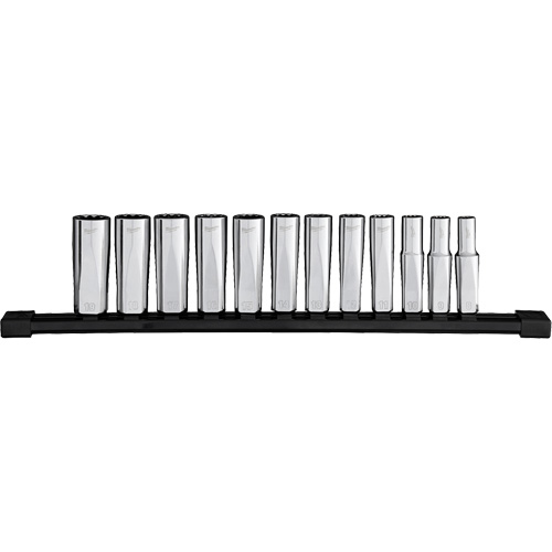 12-Point Deep Well Metric Socket Set, 12 Pcs, 3/8" Drive Size, Deep Southpoint Industrial Supply