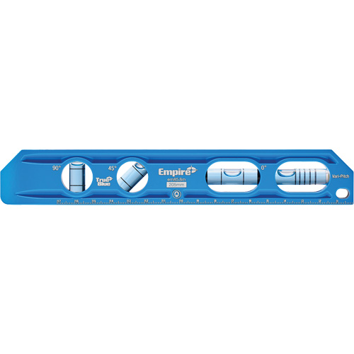 TRUE BLUE&reg; Die Cast Torpedo Level, 8" L, Aluminum, 4 Vials, Magnetic Southpoint Industrial Supply