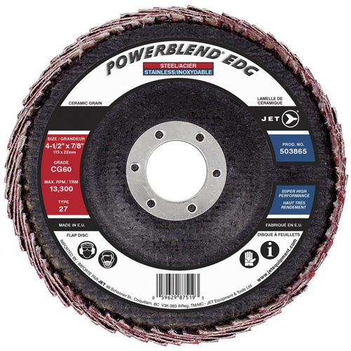 POWERBLEND EDG Flap Disc, 4-1/2" x 7/8", Type 27, CG60 Grit, Ceramic Southpoint Industrial Supply