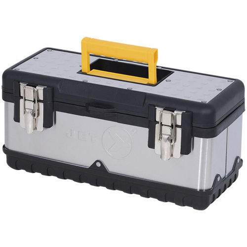 Coffre &agrave; outils portatif en acier inoxydable JPSTB-15, 6-1/4" P x 15" la x 7" h, Noir/Argent Southpoint Industrial Supply