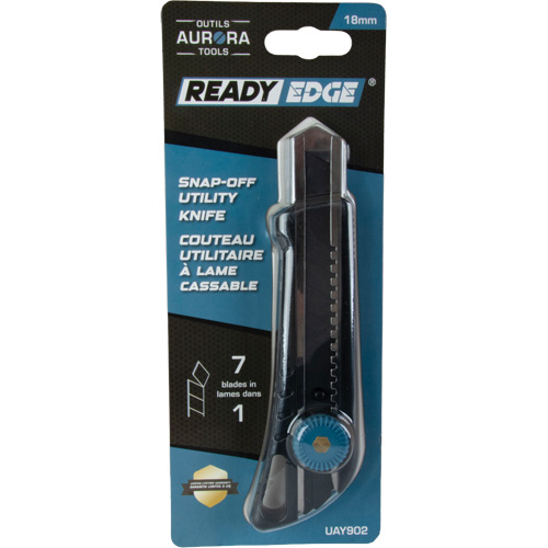 Couteau professionnel de 18 mm avec verrouillage &agrave; cliquet READYEDGE, Acier inoxydable, Robuste, Prise en Plastique Southpoint Industrial Supply