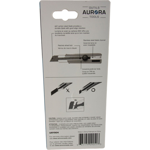 Couteau r&eacute;tractable de 25 mm, Acier inoxydable, Robuste, Prise en Caoutchouc Southpoint Industrial Supply