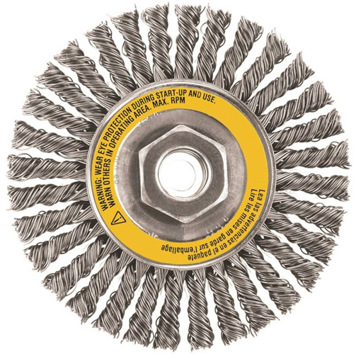 Wheel Brush, 4" Dia., 0.02" Fill, 5/8"-11 Arbor, Stainless Steel Southpoint Industrial Supply