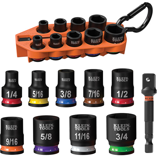 Grab-And-Go Impact Socket Set, SAE, 10 Pcs, Impact, 3/8" Drive Size Southpoint Industrial Supply