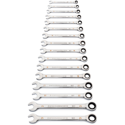 Jeu de cl&eacute;s &agrave; 12 pans et 90 dents, Combinaison &agrave; cliquet, 16 morceaux, M&eacute;trique Southpoint Industrial Supply