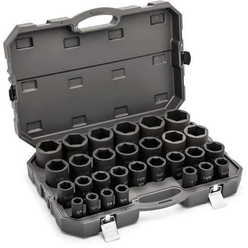 6 Point SAE Socket Set, 29 Pcs, Impact, 3/4" Drive Size, Deep Southpoint Industrial Supply