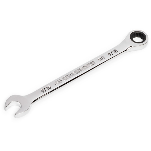 90-Tooth 12 Point Ratcheting Combination Wrench, 12 Point, 9/16", Chrome Finish Southpoint Industrial Supply