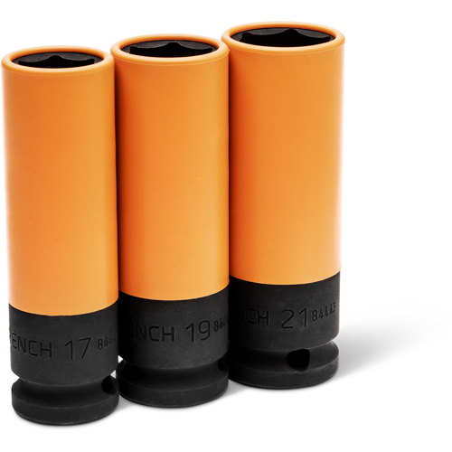 Jeu de douilles m&eacute;triques haute r&eacute;sistance pour protecteurs de roues, 3 Mcx, Chocs, Prise de 1/2", Profond Southpoint Industrial Supply