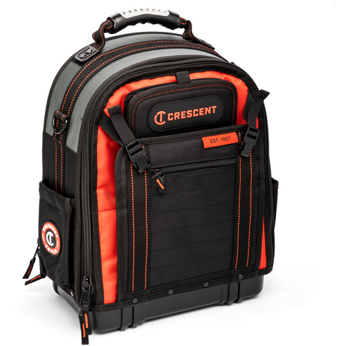 Tradesman Backpack, 18" L x 10" W, Black/Grey/Orange, Polyester Southpoint Industrial Supply