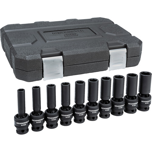 6-Point Universal Metric Socket Set, 10 Pcs, Impact, 1/2" Drive Size, Deep Southpoint Industrial Supply