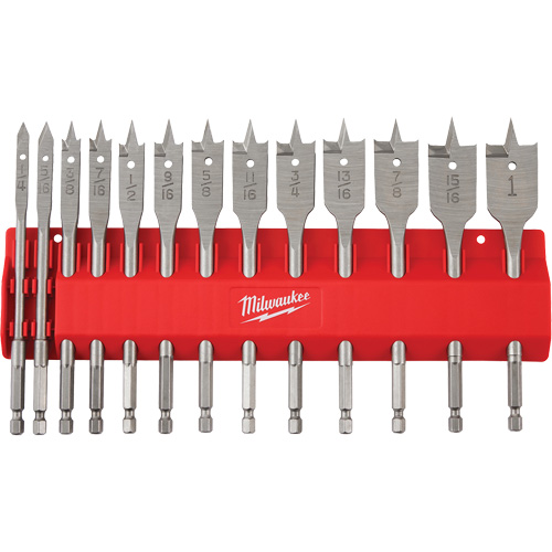 Flat Boring Bit Set, 13 Pieces, High Carbon Steel Southpoint Industrial Supply