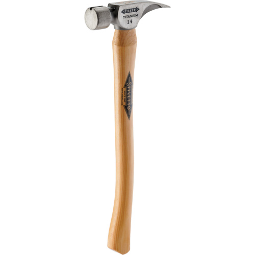 Titanium Smooth Face Hammer with Curved Hickory Handle, 14 oz., Wood Handle, 18" L Southpoint Industrial Supply