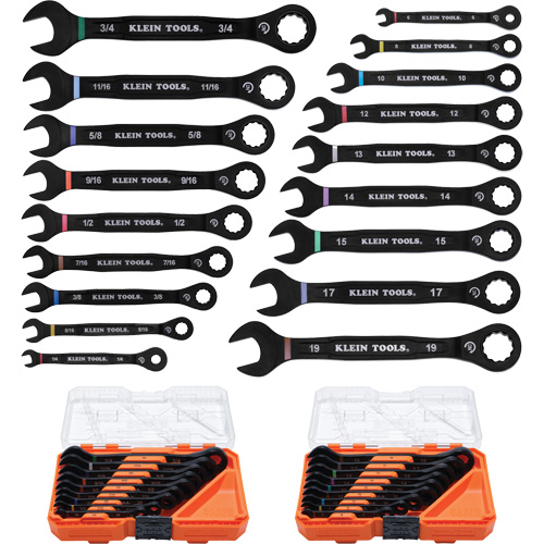 Wrench Set, Ratcheting Combination, 18 Pieces, Imperial and Metric Southpoint Industrial Supply