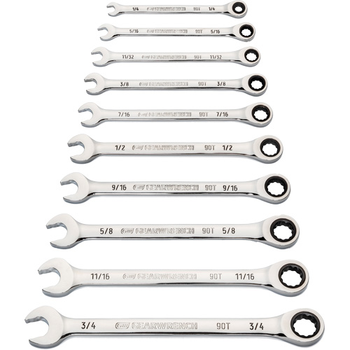Jeu de cl&eacute;s &agrave; 12 pans et 90 dents, Combinaison &agrave; cliquet, 10 morceaux, Imp&eacute;rial Southpoint Industrial Supply