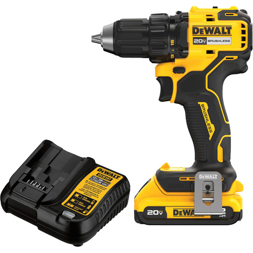 Brushless Cordless Drill/Driver Kit, Lithium-Ion, 20 V, 1/2" Chuck Southpoint Industrial Supply