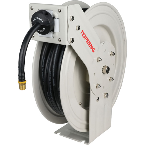 MAXREEL Single-Arm Automatic Rewind L Hose Reel with Rubber Hose, Air, 3/8" x 50', Single Hose, 250 PSI Southpoint Industrial Supply