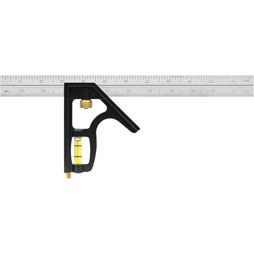Heavy-Duty Combination Square with Auto-Lock Blade, 12" L, 1/8"/1/16"/1/32" Graduations, Stainless Steel Southpoint Industrial Supply