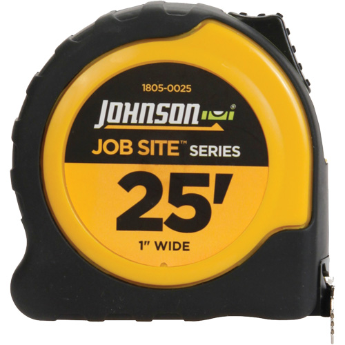 Ruban &agrave; mesurer Job Site avec agrafe de ceinture en acier, 1" x 25', Marques de goujon 1/16" Southpoint Industrial Supply