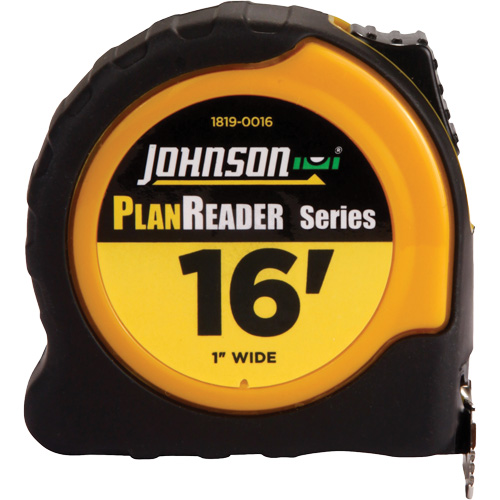 Ruban &agrave; mesurer Plan Reader avec agrafe de ceinture en acier, 1" x 16', Marques de goujon 1/16" Southpoint Industrial Supply