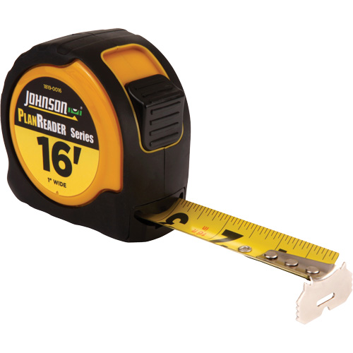 Ruban &agrave; mesurer Plan Reader avec agrafe de ceinture en acier, 1" x 16', Marques de goujon 1/16" Southpoint Industrial Supply