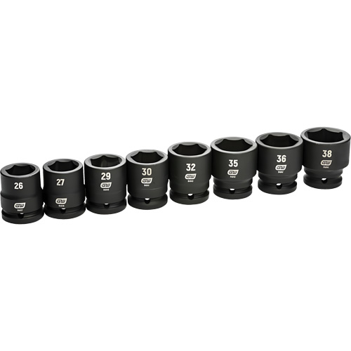 6-Point Metric Socket Set, 8 Pcs, Impact, 3/4" Drive Size Southpoint Industrial Supply