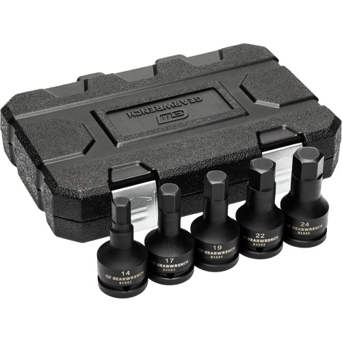 Metric Impact Bit Socket Set with Blow Mold Case, Hex, 3/4" Drive, 5 Pcs Southpoint Industrial Supply
