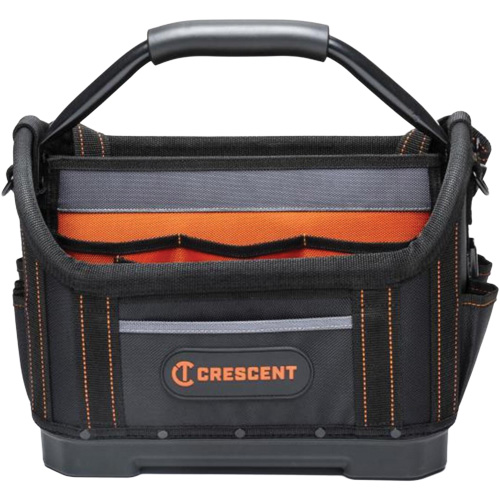 14" Tradesman Open Top Tool Bag, 1680 Denier/Polyester, 25 Pockets, Black/Grey/Orange Southpoint Industrial Supply